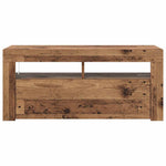 Tv-Benk Med Led-Lys Gammelt Tre 90X35X40 Cm Konstruert Tre