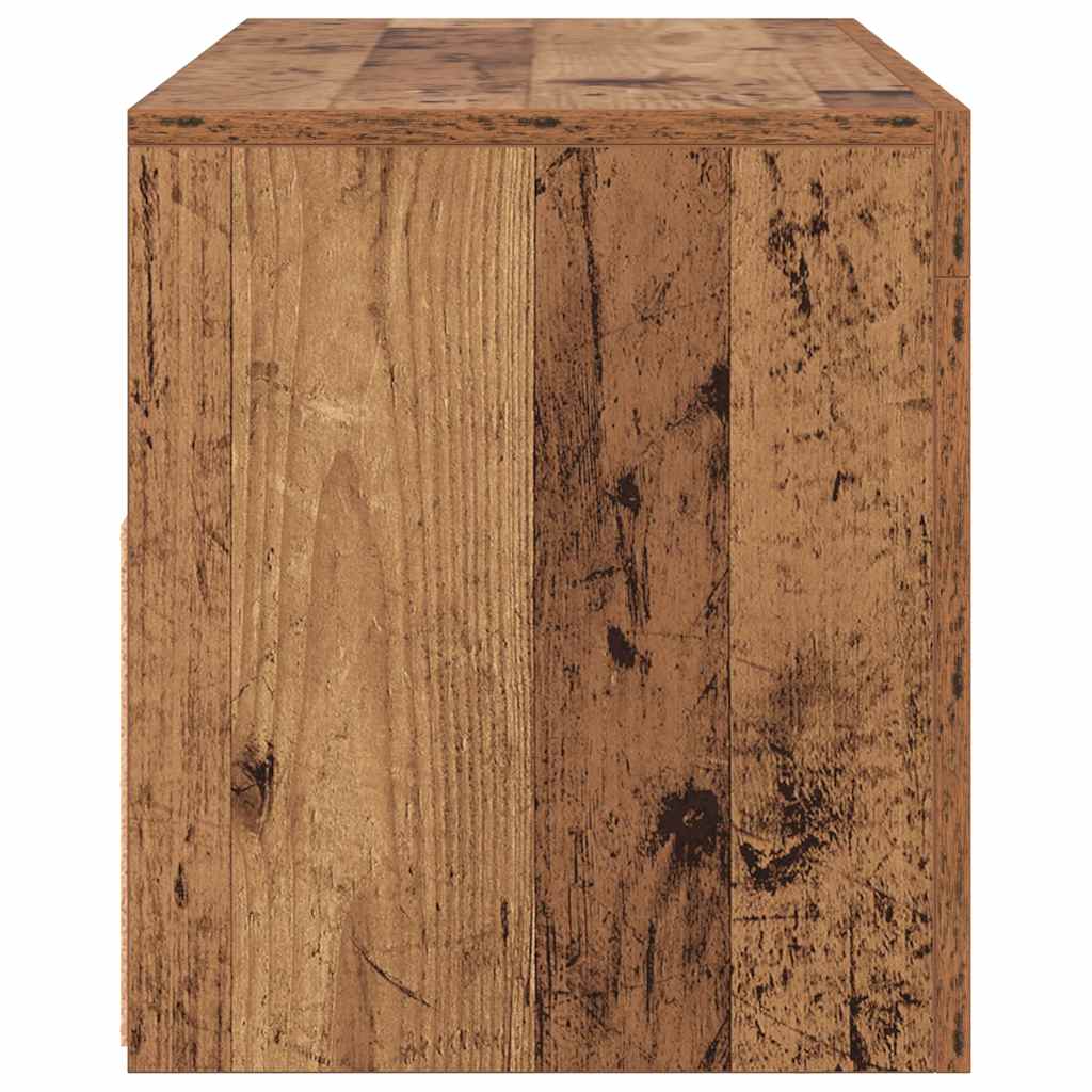 Tv-Benk Med Led-Lys Gammelt Tre 90X35X40 Cm Konstruert Tre