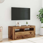 Tv-Benk Med Led-Lys Gammelt Tre 90X35X40 Cm Konstruert Tre