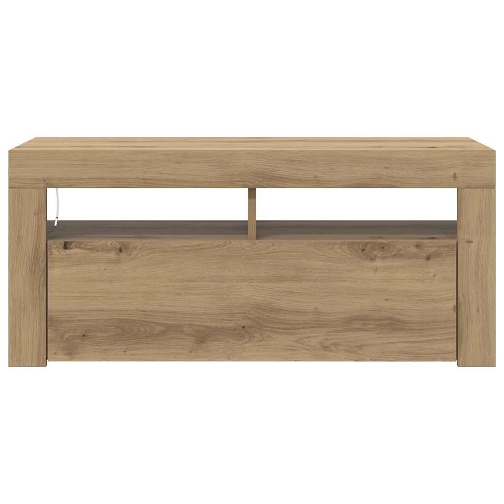 Tv-Benk Med Led-Lys Artisan Eik 90X35X40 Cm Konstruert Tre