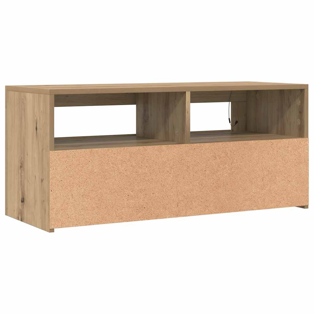 Tv-Benk Med Led-Lys Artisan Eik 90X35X40 Cm Konstruert Tre