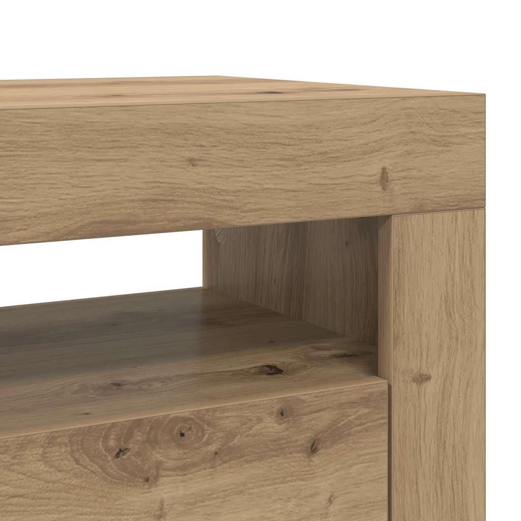 Tv-Benk Med Led-Lys Artisan Eik 90X35X40 Cm Konstruert Tre