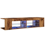 Tv-Benk Med Led-Lys Gammelt Tre 135X39X30 Cm Konstruert Tre