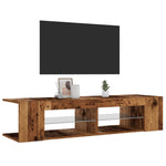 Tv-Benk Med Led-Lys Gammelt Tre 135X39X30 Cm Konstruert Tre