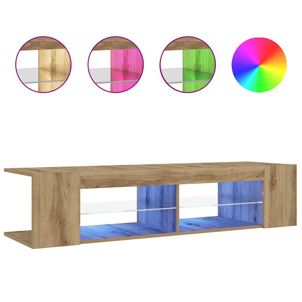 Tv-Benk Med Led-Lys Artisan Eik 135X39X30 Cm Konstruert Tre