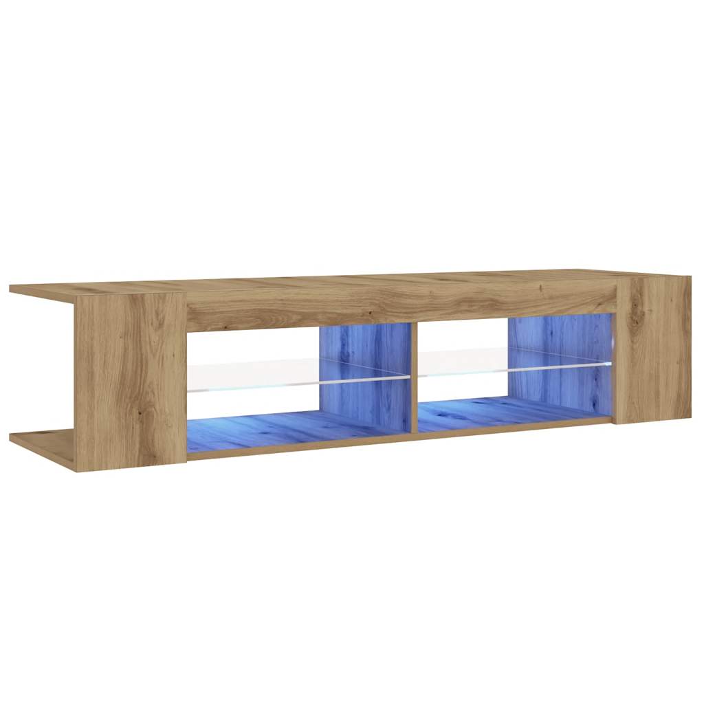 Tv-Benk Med Led-Lys Artisan Eik 135X39X30 Cm Konstruert Tre