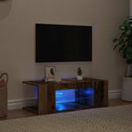 Tv-Benk Med Led-Lys Gammelt Tre 90X39X30 Cm Konstruert Tre