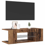 Tv-Benk Med Led-Lys Gammelt Tre 90X39X30 Cm Konstruert Tre