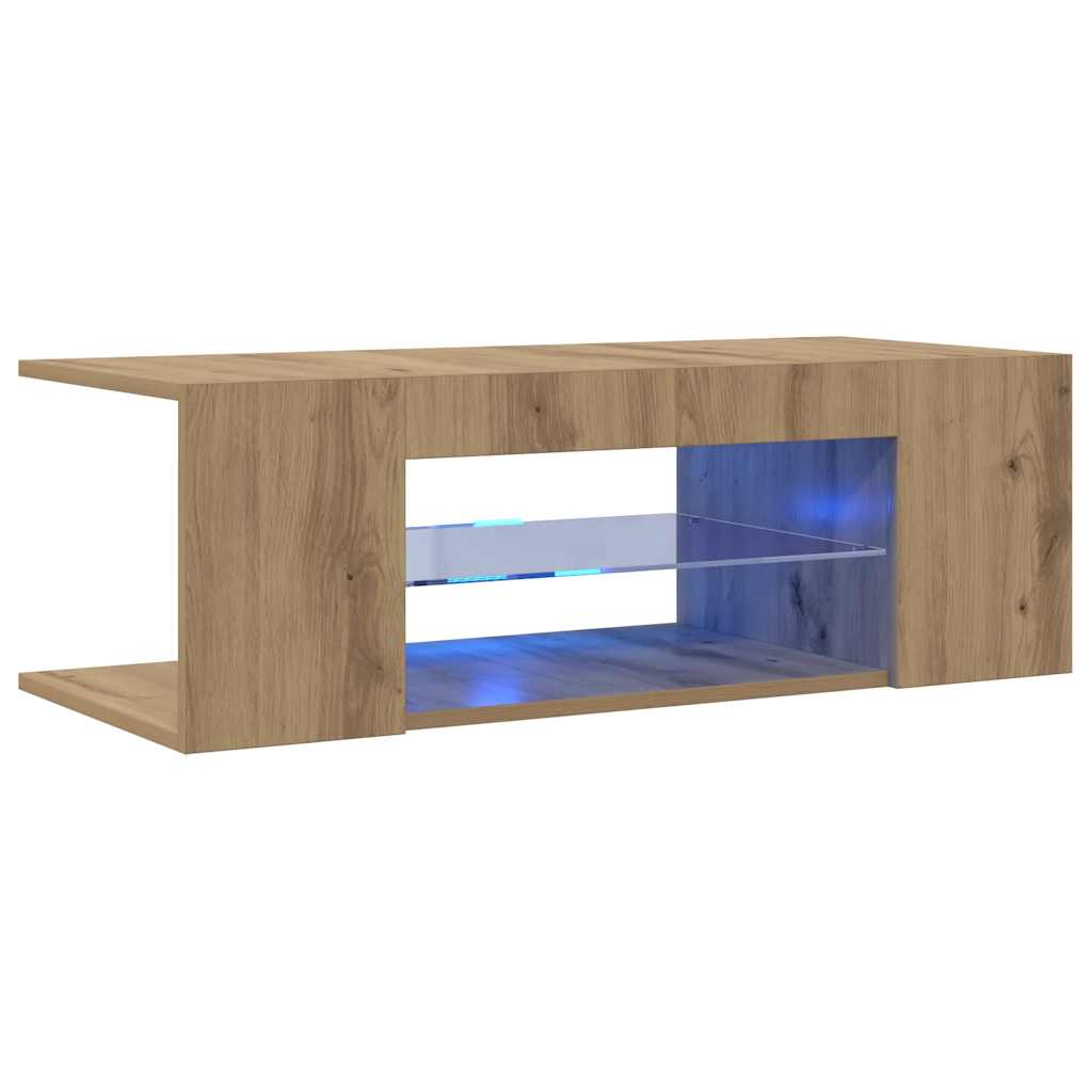 Tv-Benk Med Led-Lys Artisan Eik 90X39X30 Cm Konstruert Tre