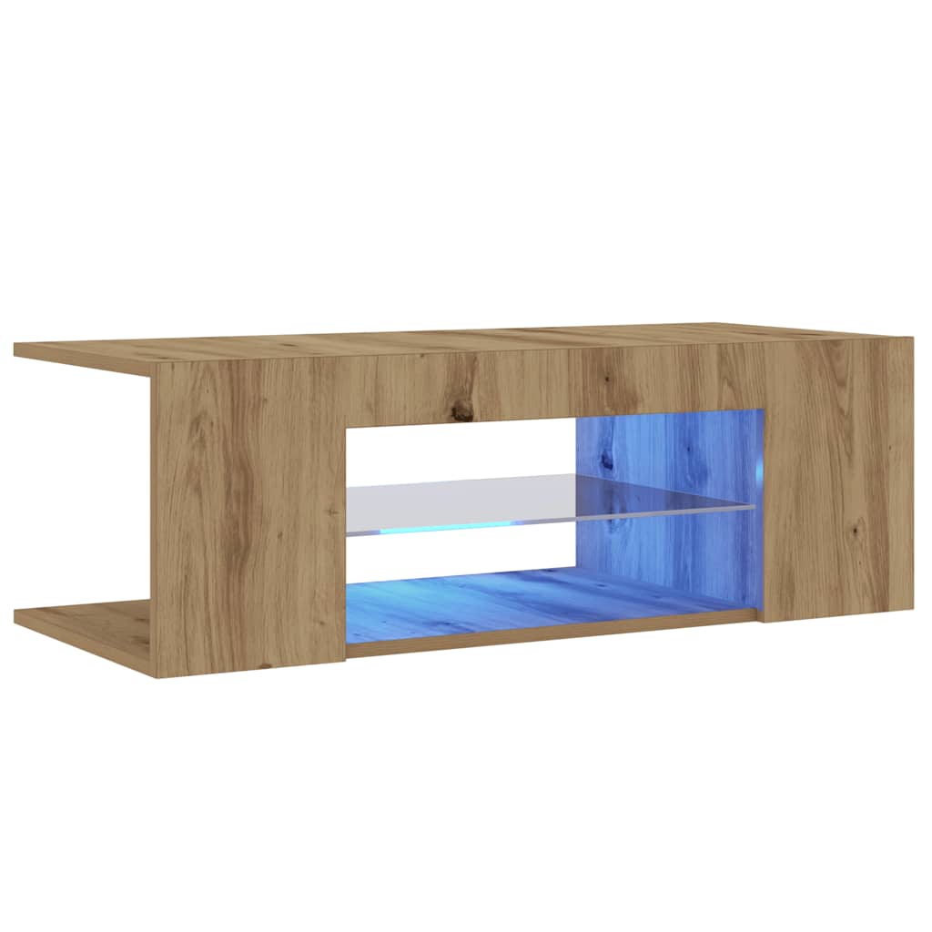 Tv-Benk Med Led-Lys Artisan Eik 90X39X30 Cm Konstruert Tre