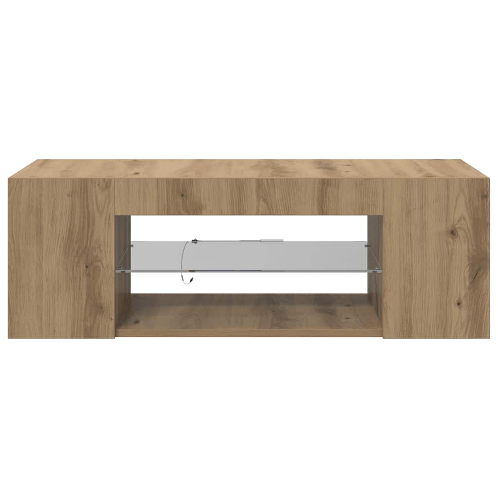 Tv-Benk Med Led-Lys Artisan Eik 90X39X30 Cm Konstruert Tre