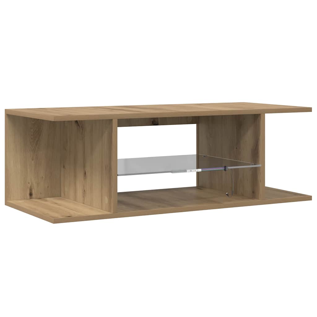 Tv-Benk Med Led-Lys Artisan Eik 90X39X30 Cm Konstruert Tre