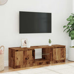 Tv-Benk Med Led-Lys Gammelt Tre 120X30X36 Cm Konstruert Tre