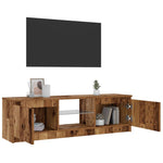 Tv-Benk Med Led-Lys Gammelt Tre 120X30X36 Cm Konstruert Tre
