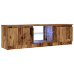 Tv-Benk Med Led-Lys Gammelt Tre 120X30X36 Cm Konstruert Tre