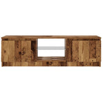 Tv-Benk Med Led-Lys Gammelt Tre 120X30X36 Cm Konstruert Tre