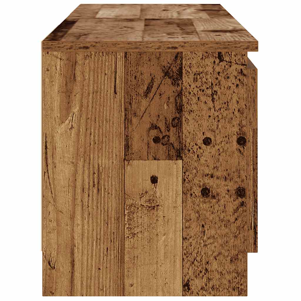 Tv-Benk Med Led-Lys Gammelt Tre 120X30X36 Cm Konstruert Tre