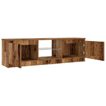 Tv-Benk Med Led-Lys Gammelt Tre 120X30X36 Cm Konstruert Tre