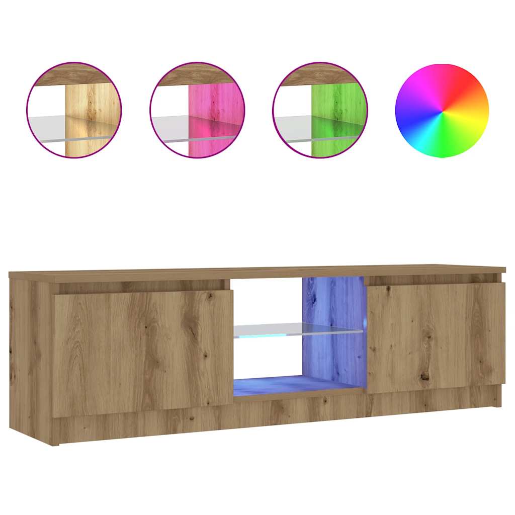 Tv-Benk Med Led-Lys Artisan Eik 120X30X36 Cm Konstruert Tre