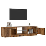 Tv-Benk Med Led-Lys Gammelt Tre 140X40X36 Cm Konstruert Tre