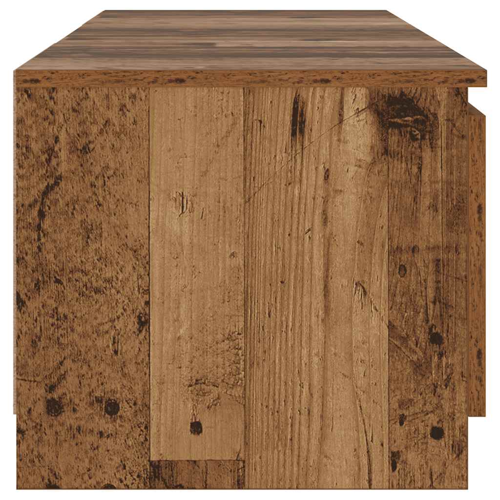 Tv-Benk Med Led-Lys Gammelt Tre 140X40X36 Cm Konstruert Tre