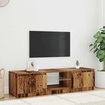 Tv-Benk Med Led-Lys Gammelt Tre 140X40X36 Cm Konstruert Tre