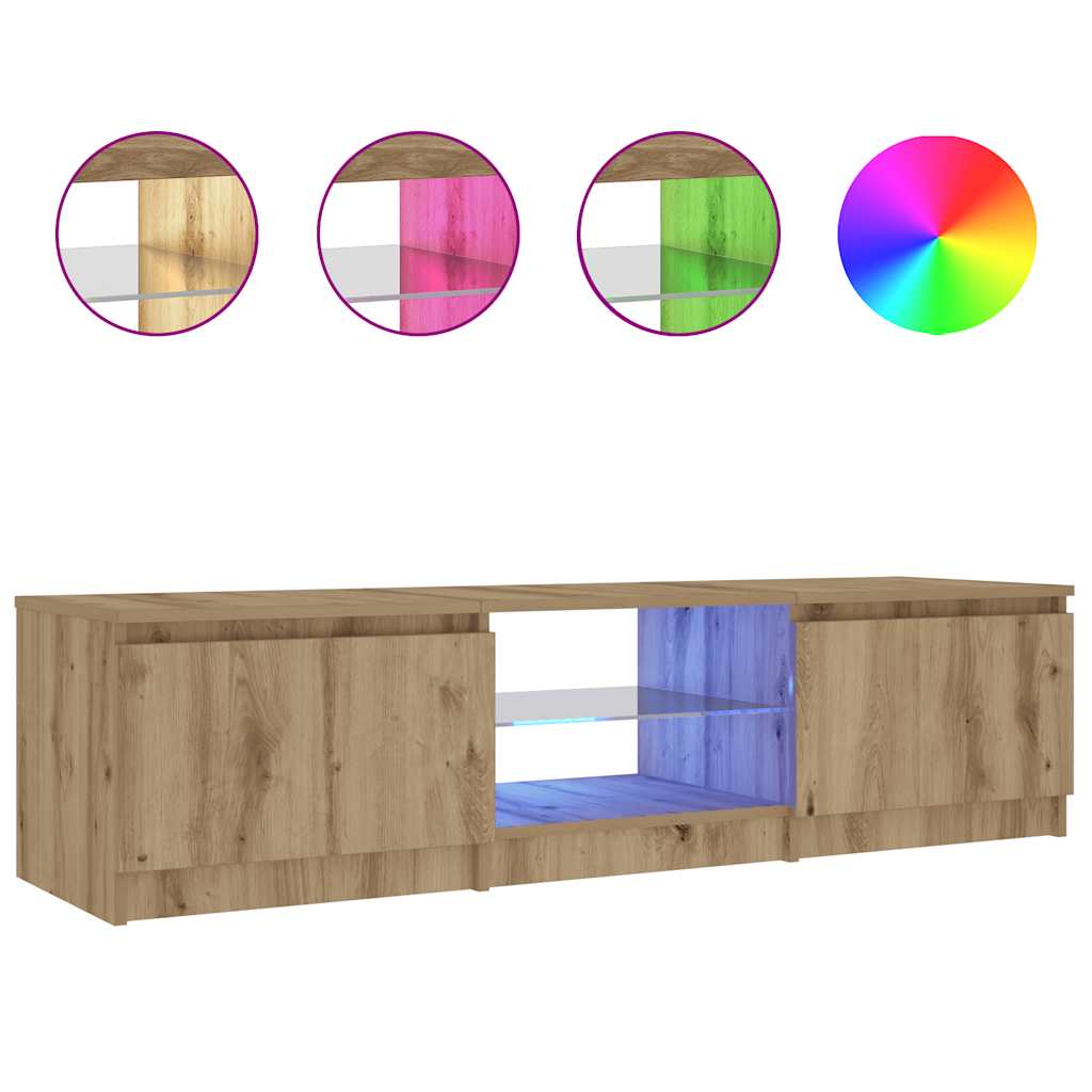 Tv-Benk Med Led-Lys Artisan Eik 140X40X36 Cm Konstruert Tre