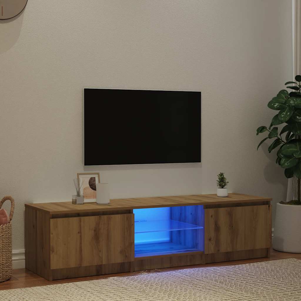 Tv-Benk Med Led-Lys Artisan Eik 140X40X36 Cm Konstruert Tre