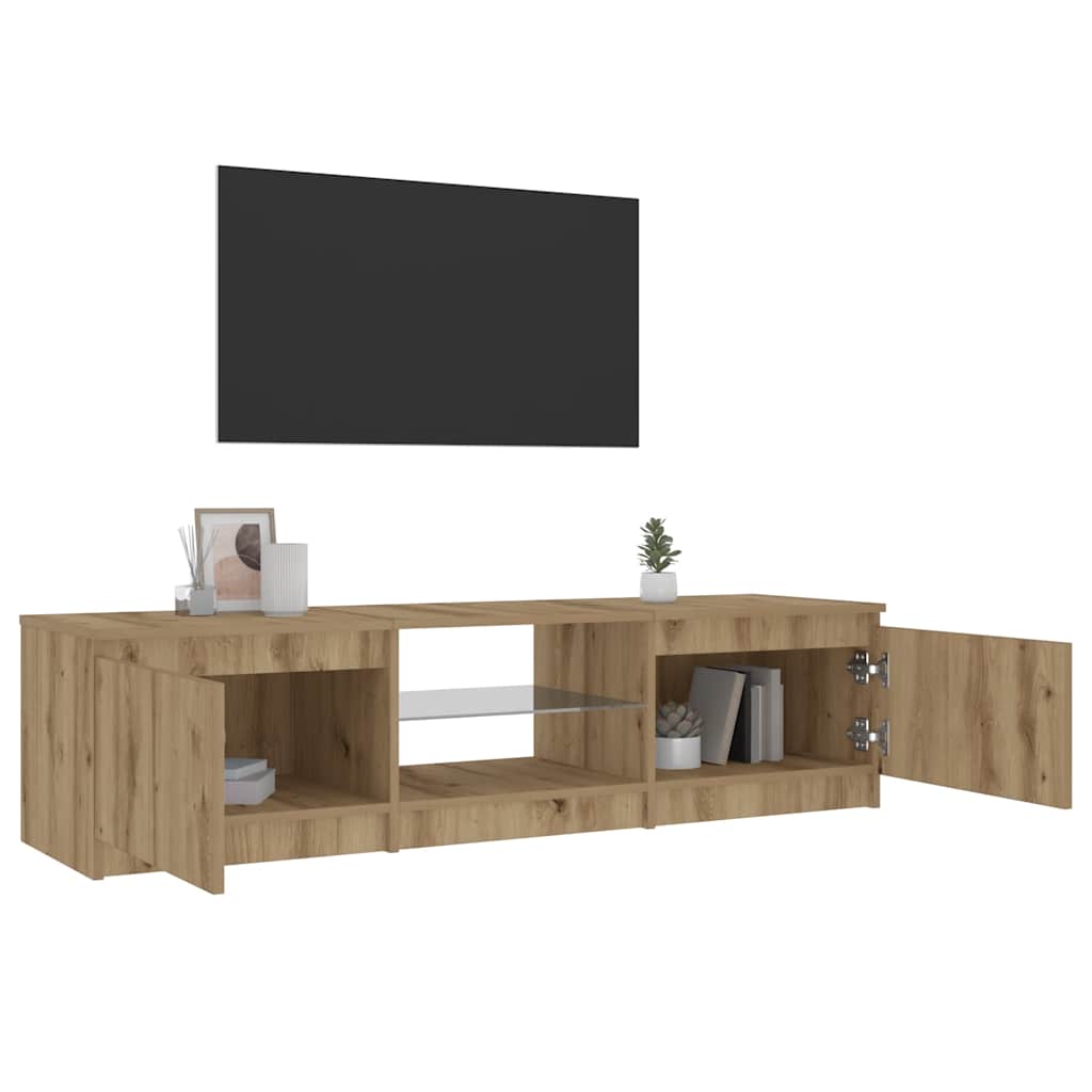 Tv-Benk Med Led-Lys Artisan Eik 140X40X36 Cm Konstruert Tre