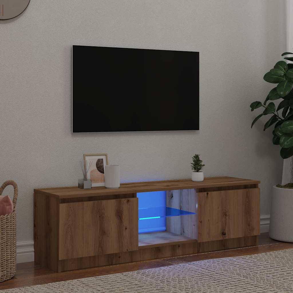 Tv-Benk Med Led-Lys Artisan Eik 140X40X36 Cm Konstruert Tre