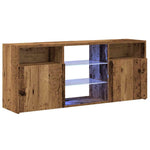 Tv-Benk Med Led-Lys Gammelt Tre 120X30X50 Cm Konstruert Tre