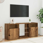 Tv-Benk Med Led-Lys Gammelt Tre 120X30X50 Cm Konstruert Tre