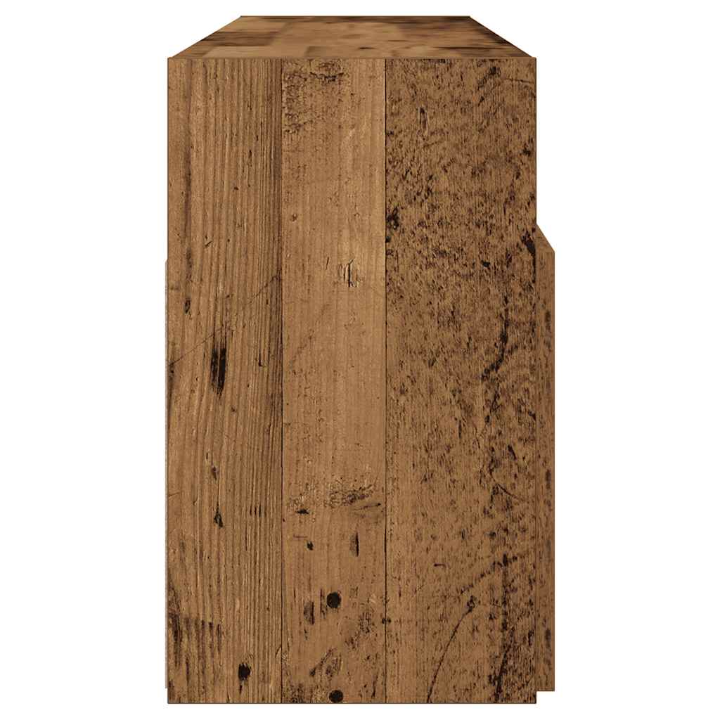 Tv-Benk Med Led-Lys Gammelt Tre 120X30X50 Cm Konstruert Tre