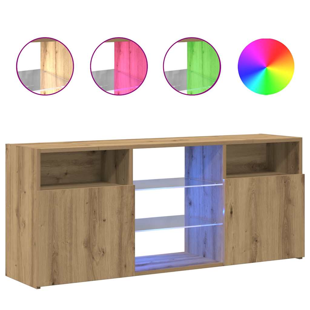 Tv-Benk Med Led-Lys Artisan Eik 120X30X50 Cm Konstruert Tre