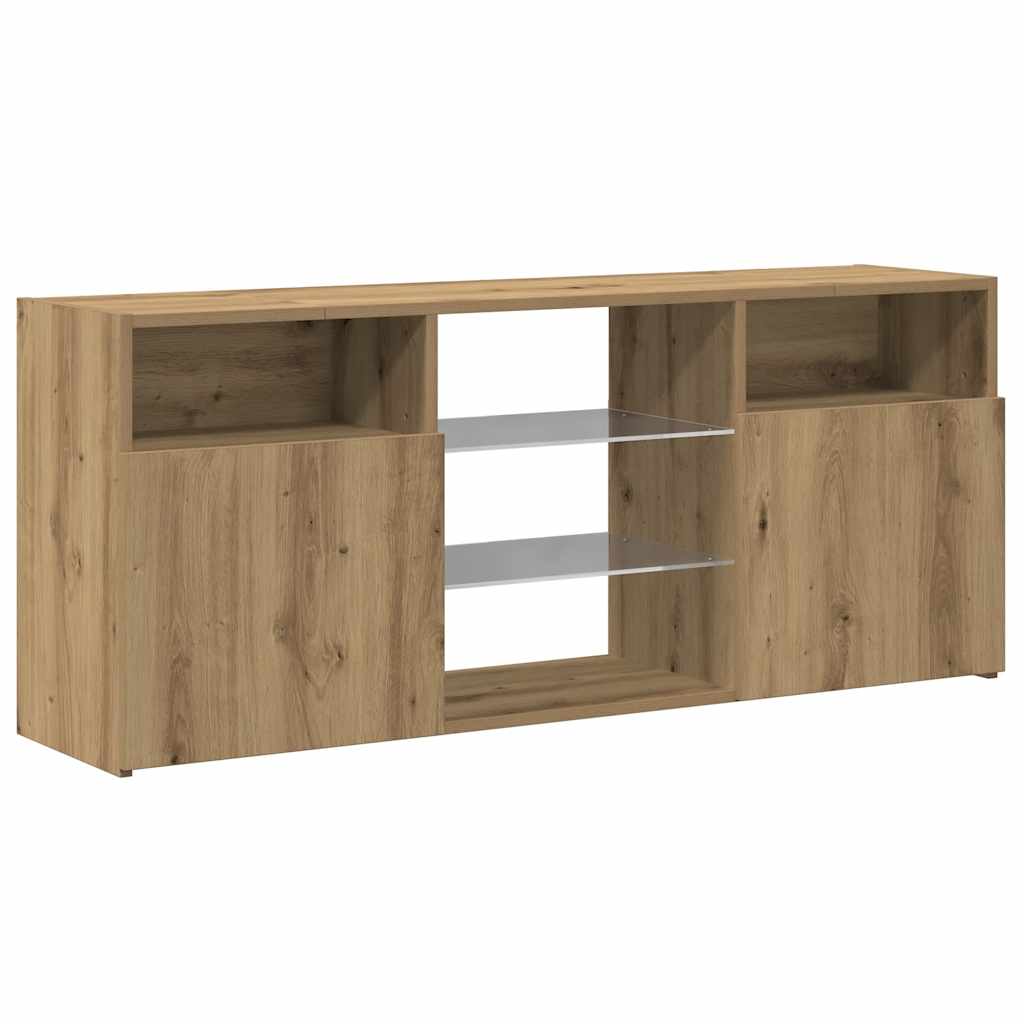 Tv-Benk Med Led-Lys Artisan Eik 120X30X50 Cm Konstruert Tre