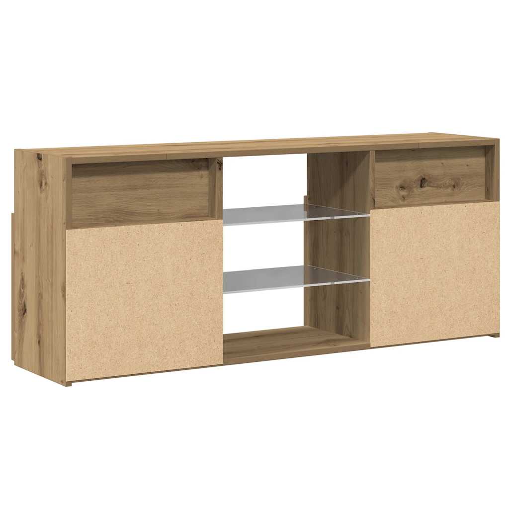 Tv-Benk Med Led-Lys Artisan Eik 120X30X50 Cm Konstruert Tre