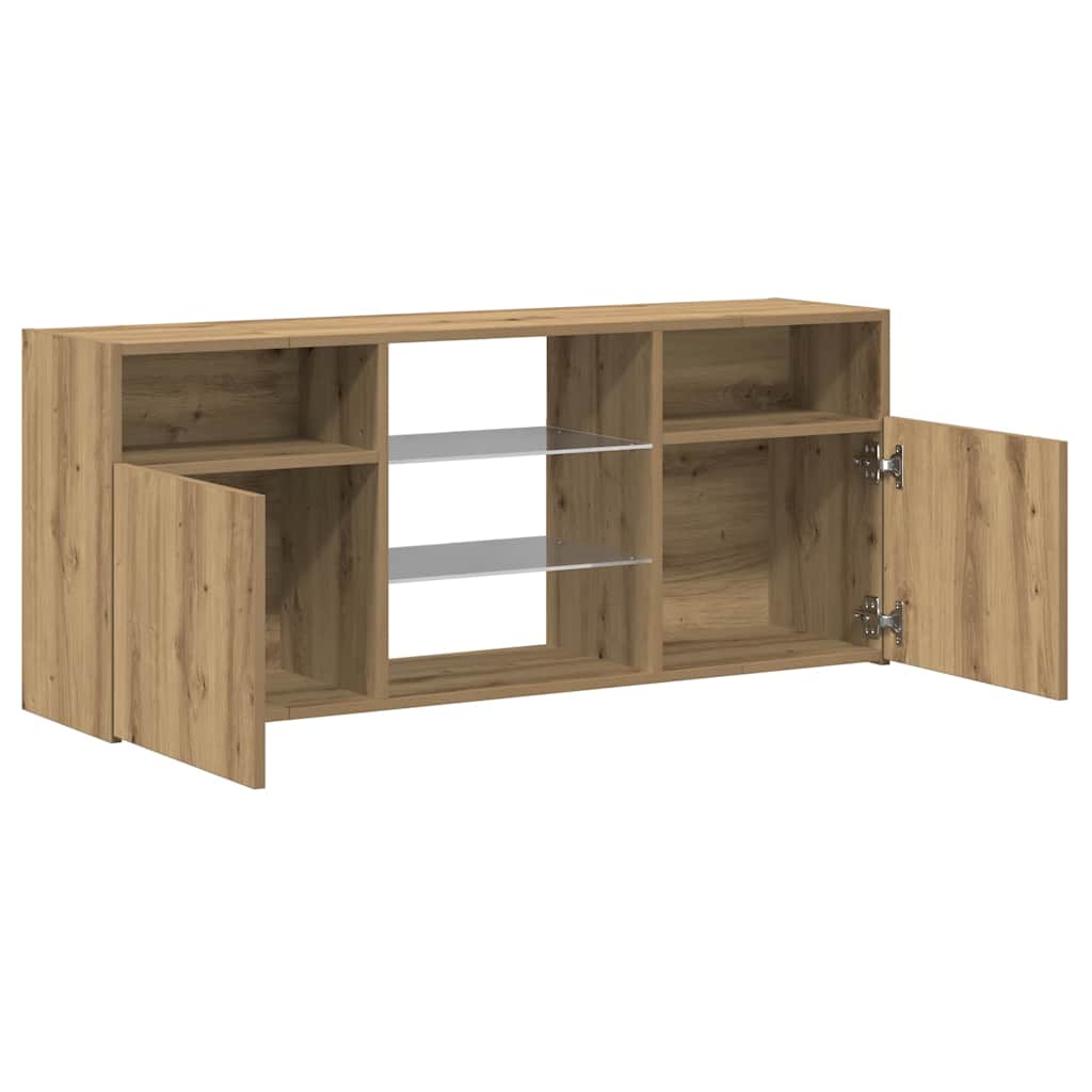 Tv-Benk Med Led-Lys Artisan Eik 120X30X50 Cm Konstruert Tre