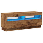 Tv-Benk Med Led-Lys Gammelt Tre 100X35X40 Cm Konstruert Tre