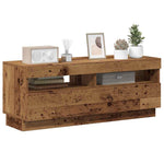 Tv-Benk Med Led-Lys Gammelt Tre 100X35X40 Cm Konstruert Tre