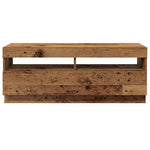 Tv-Benk Med Led-Lys Gammelt Tre 100X35X40 Cm Konstruert Tre