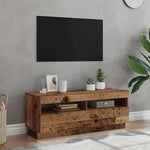 Tv-Benk Med Led-Lys Gammelt Tre 100X35X40 Cm Konstruert Tre