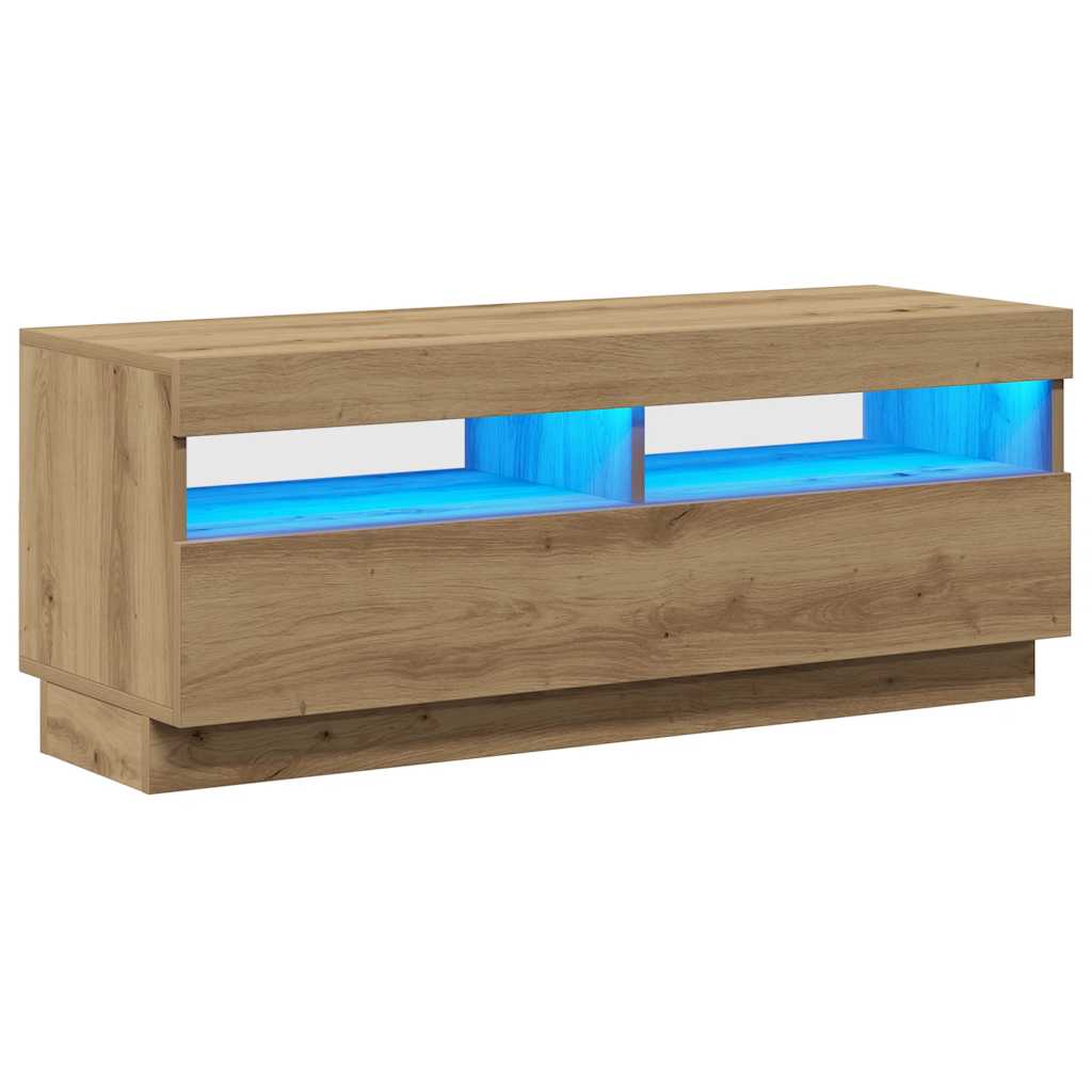 Tv-Benk Med Led-Lys Artisan Eik 100X35X40 Cm Konstruert Tre