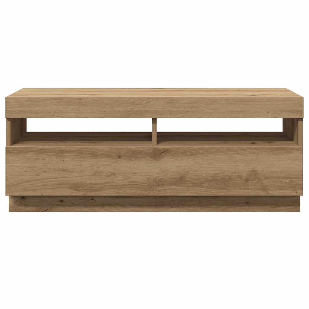 Tv-Benk Med Led-Lys Artisan Eik 100X35X40 Cm Konstruert Tre