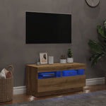 Tv-Benk Med Led-Lys Artisan Eik 80X35X40 Cm Konstruert Tre