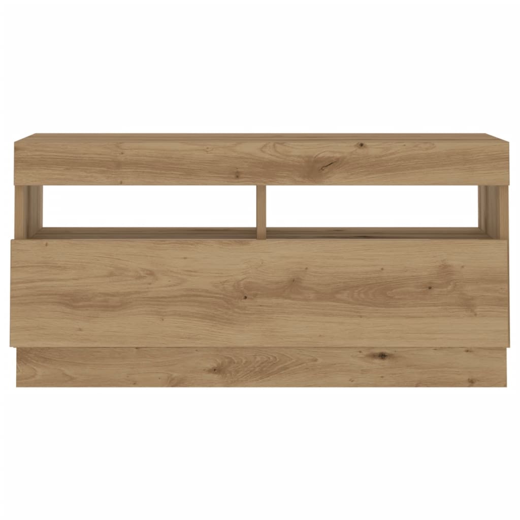 Tv-Benk Med Led-Lys Artisan Eik 80X35X40 Cm Konstruert Tre