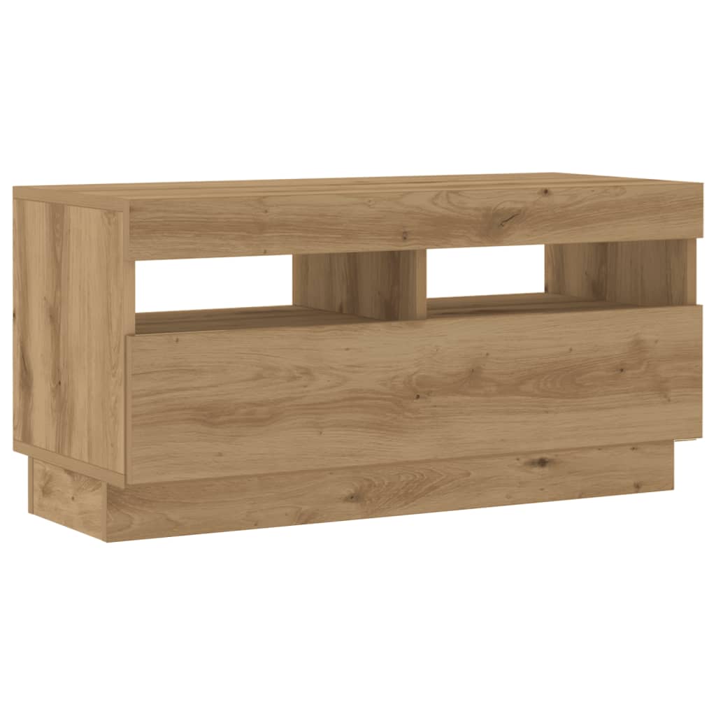 Tv-Benk Med Led-Lys Artisan Eik 80X35X40 Cm Konstruert Tre