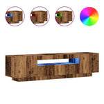 Tv-Benk Med Led-Lys Gammelt Tre 160X35X40 Cm Konstruert Tre