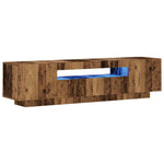 Tv-Benk Med Led-Lys Gammelt Tre 160X35X40 Cm Konstruert Tre