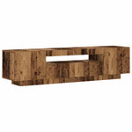 Tv-Benk Med Led-Lys Gammelt Tre 160X35X40 Cm Konstruert Tre