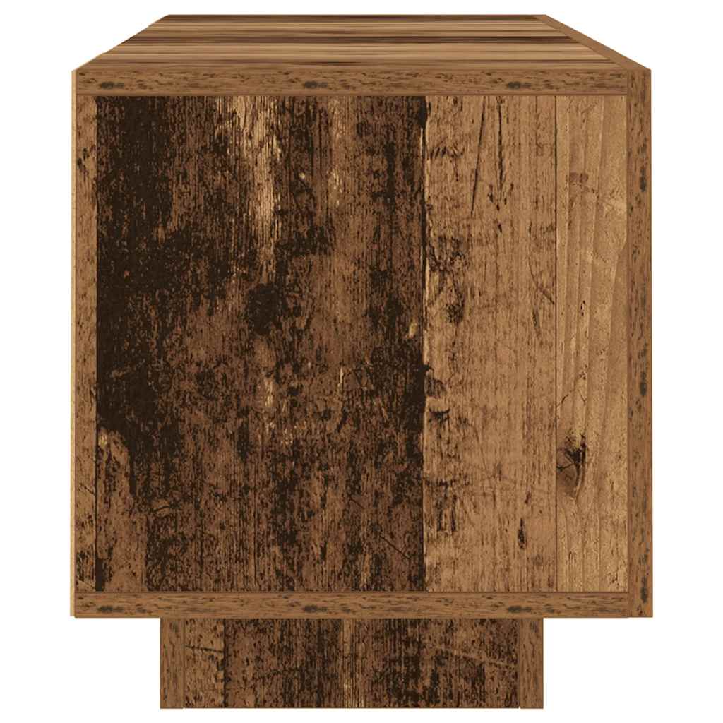 Tv-Benk Med Led-Lys Gammelt Tre 160X35X40 Cm Konstruert Tre
